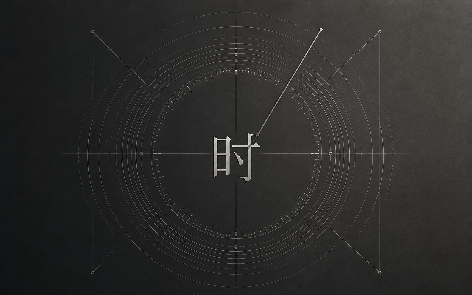 时计作品封面：灰黑色抽象机械钟表刻度